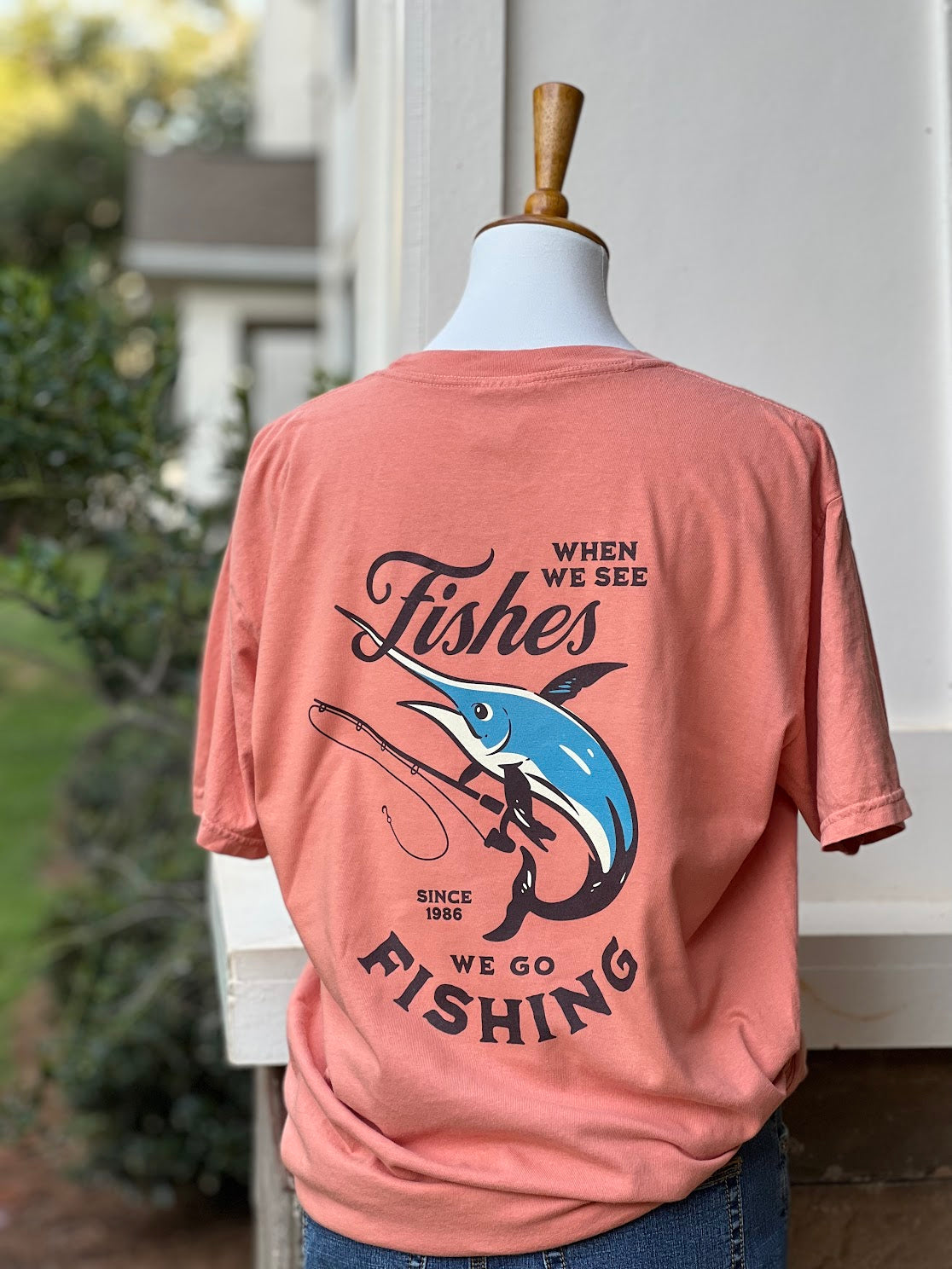 Widespread Panic Fishing T-Shirt M / Back Design / Ivory