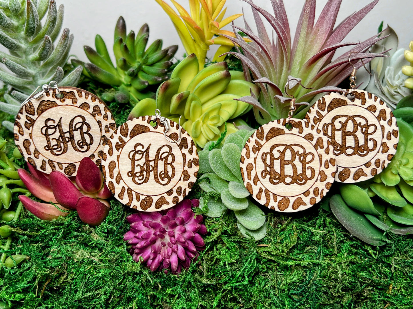 Leopard Monogram Earrings