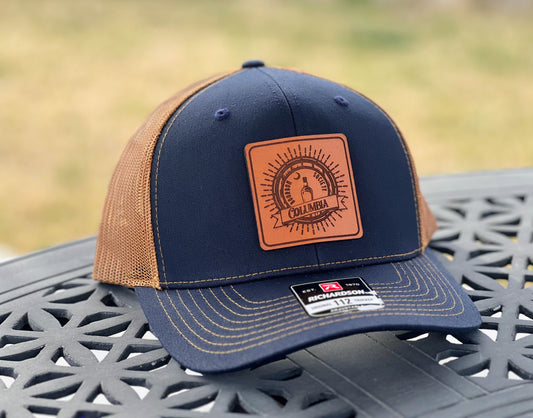 Columbia Bourbon Society - Sunburst Square - Leather Patch Hat