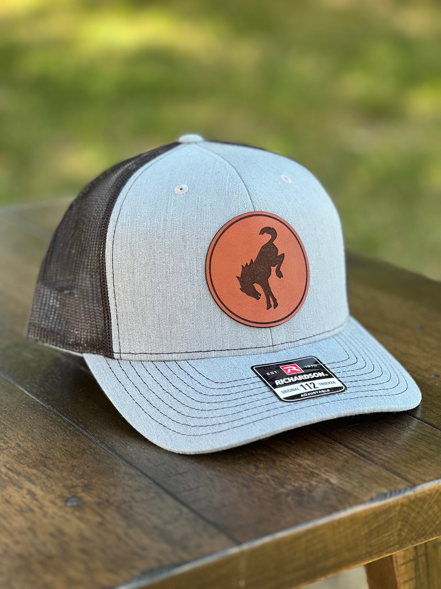 Bronco Circle Leather Patch Hat