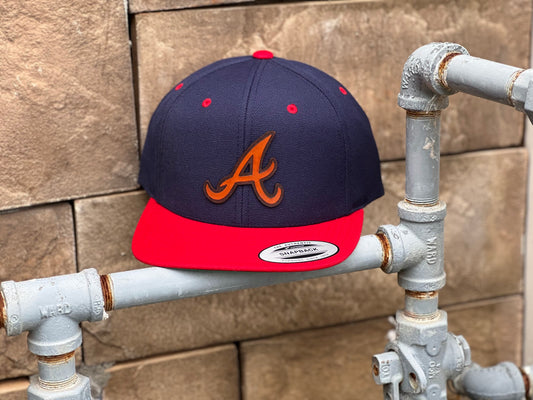 Atlanta Braves "A" Leather Patch Hat- Flat Bill  (YP6089M)