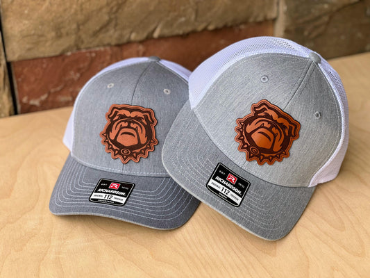Father/Son (Adult/Youth) Bulldog Leather Patch Hats - Richardson 112 & 112Y
