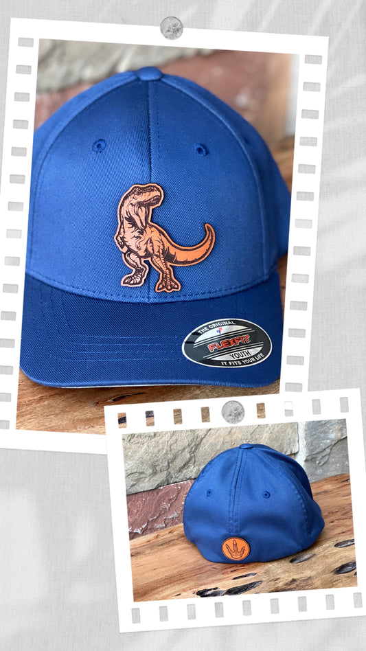 T-Rex Dinosaur Youth Leather Patch Hat -Fexfit 6277Y