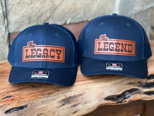 Father & Son Legend /Legacy Richardson 112/112 youth Leather Patch Hat Set