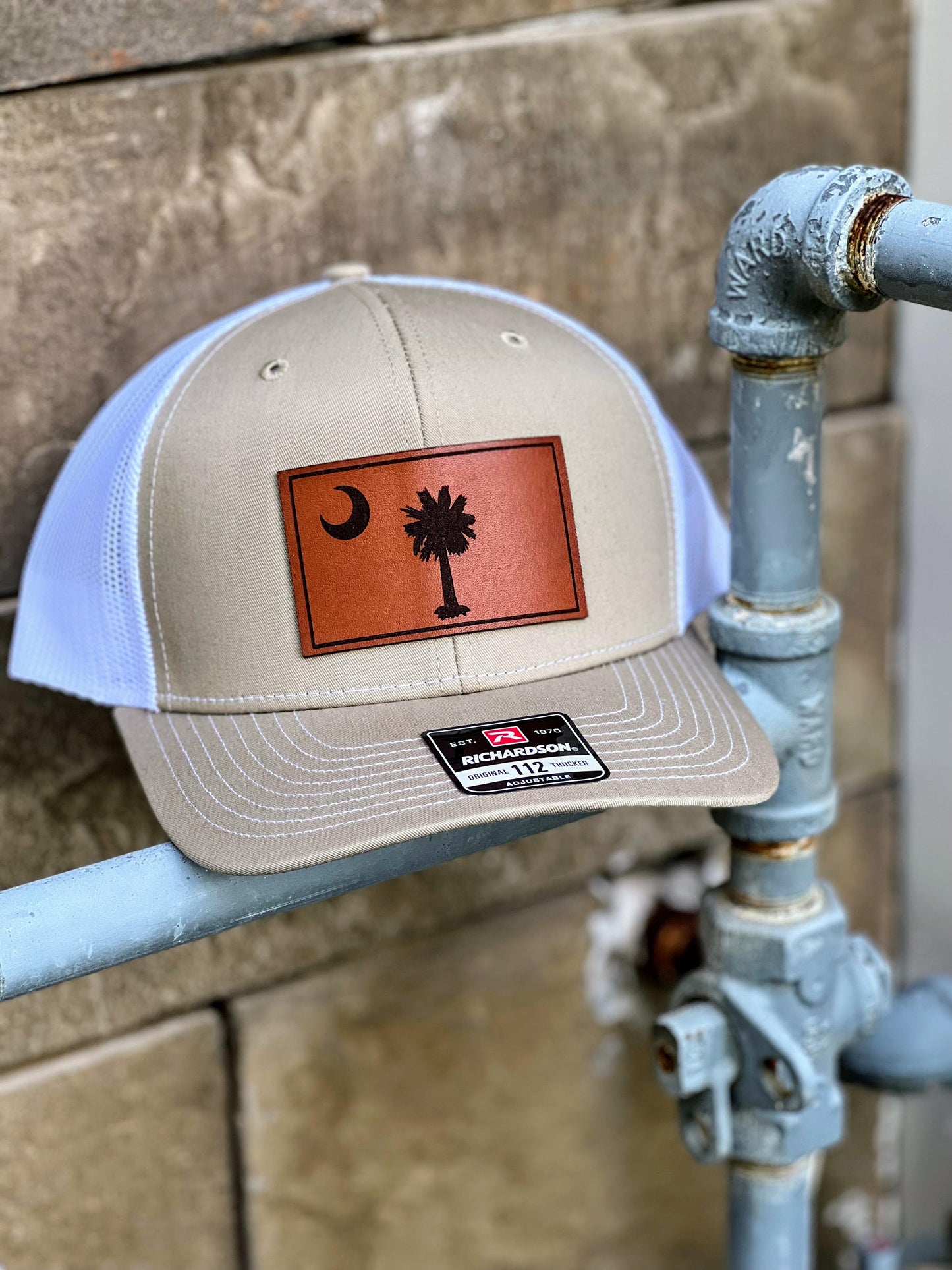 SC Palmetto Flag Leather Patch Hat- Multi Style